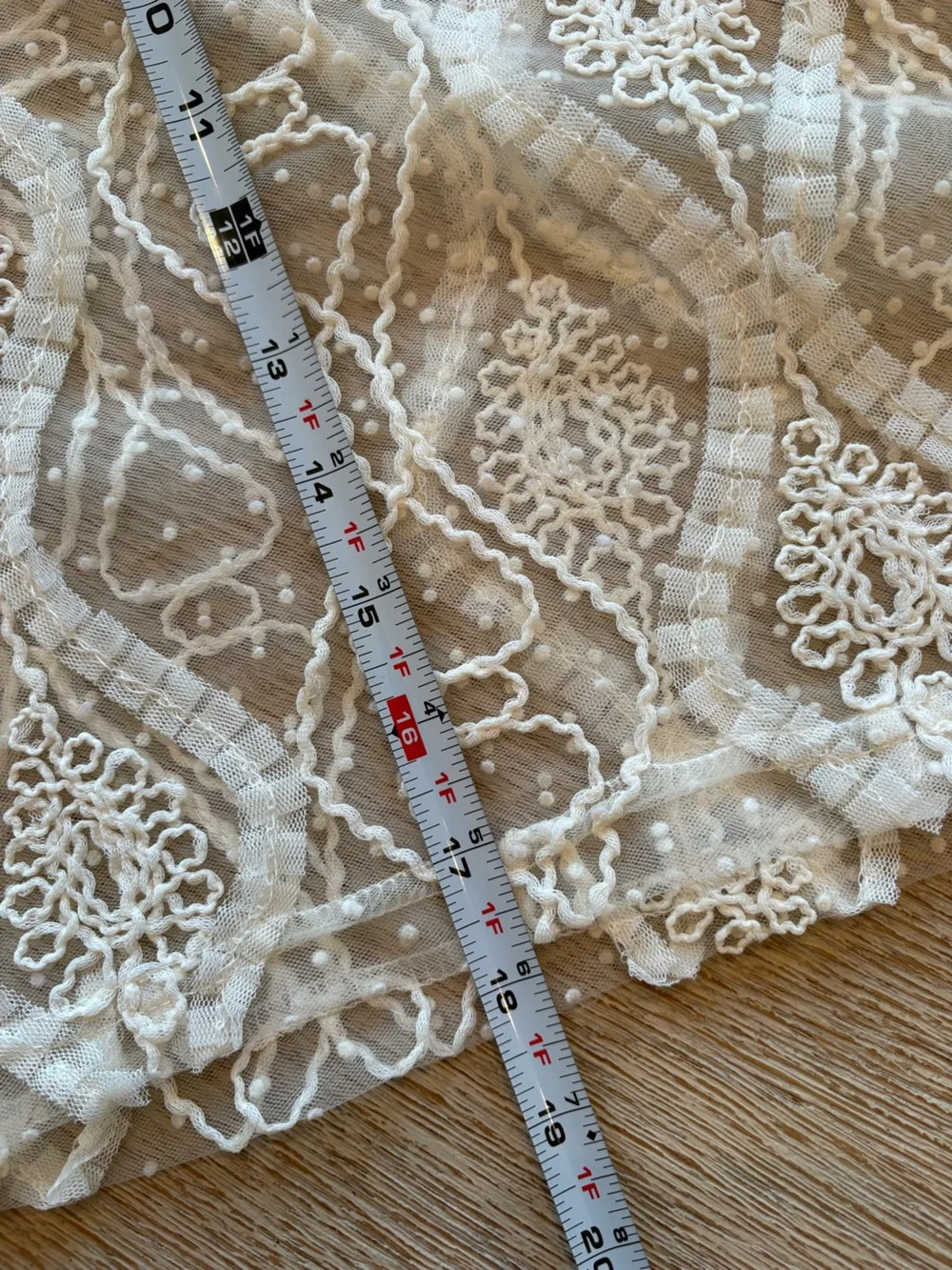 NWT Zara Sheer Ivory Lace Blouse With Ivory Embroidery